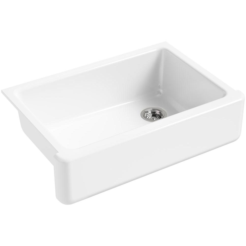 Kohler Whitehaven Farmhouse Apron Front Cast Iron 33 In Single Bowl Kitchen Sink In White