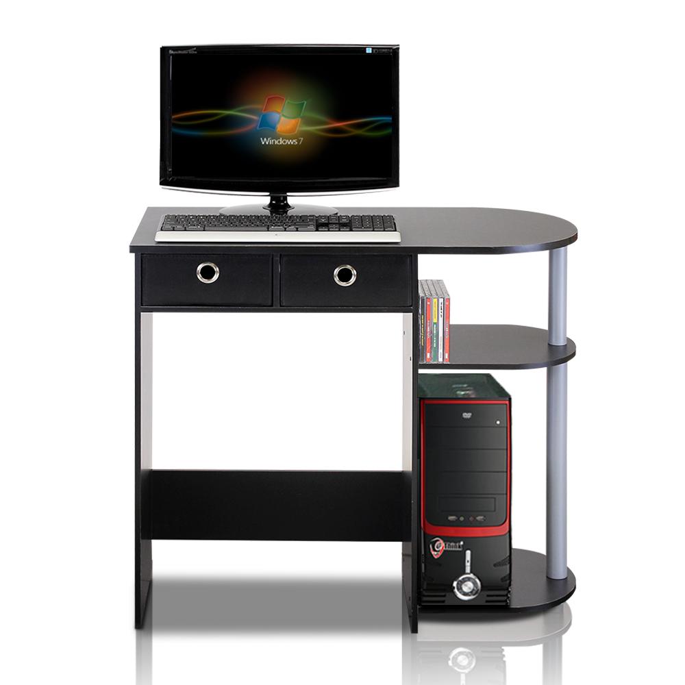 Furinno Go Green Black Computer Desk with Bin Drawer 11193BK/GY/BK