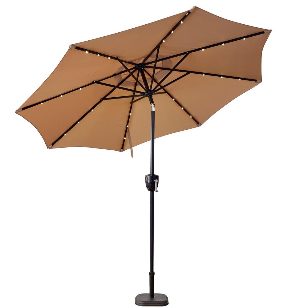 SunRay 9 ft. Bluetooth Speaker Solar Lighted Market Patio Umbrella in