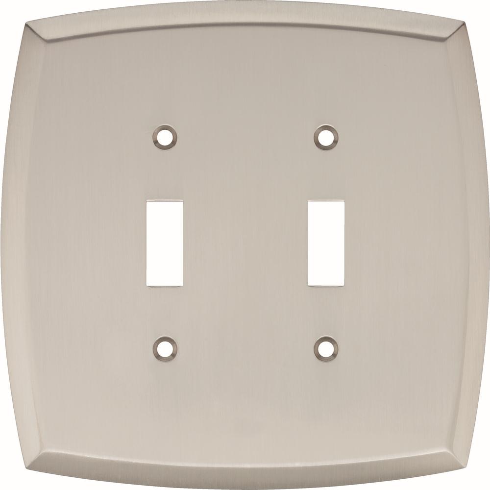 Hampton Bay Amherst Decorative Double Light Switch Cover Satin Nickel Hampton Bay Amherst Decorative Double Light Switch Cover Satin Nickel