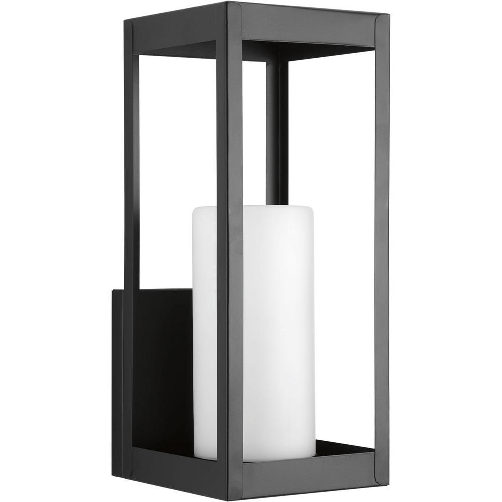 Progress Lighting No Additional Features Modern Outdoor Patewood Collection 1 Light Large Black Outdoor Wall Lantern