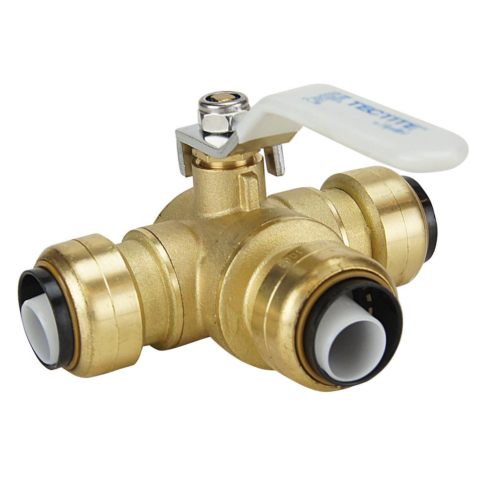 Tectite 3 4 In Brass Push To Connect 3 Way Ball Valve Fsbbv334