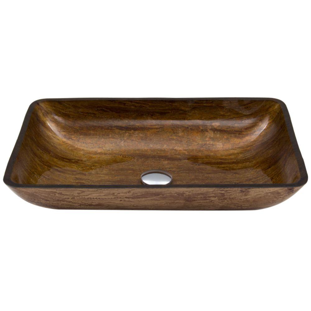 Vigo Rectangular Glass Vessel Sink In Amber Sunset Vg07046 The Vigo Rectangular Glass Vessel Sink In Amber Sunset