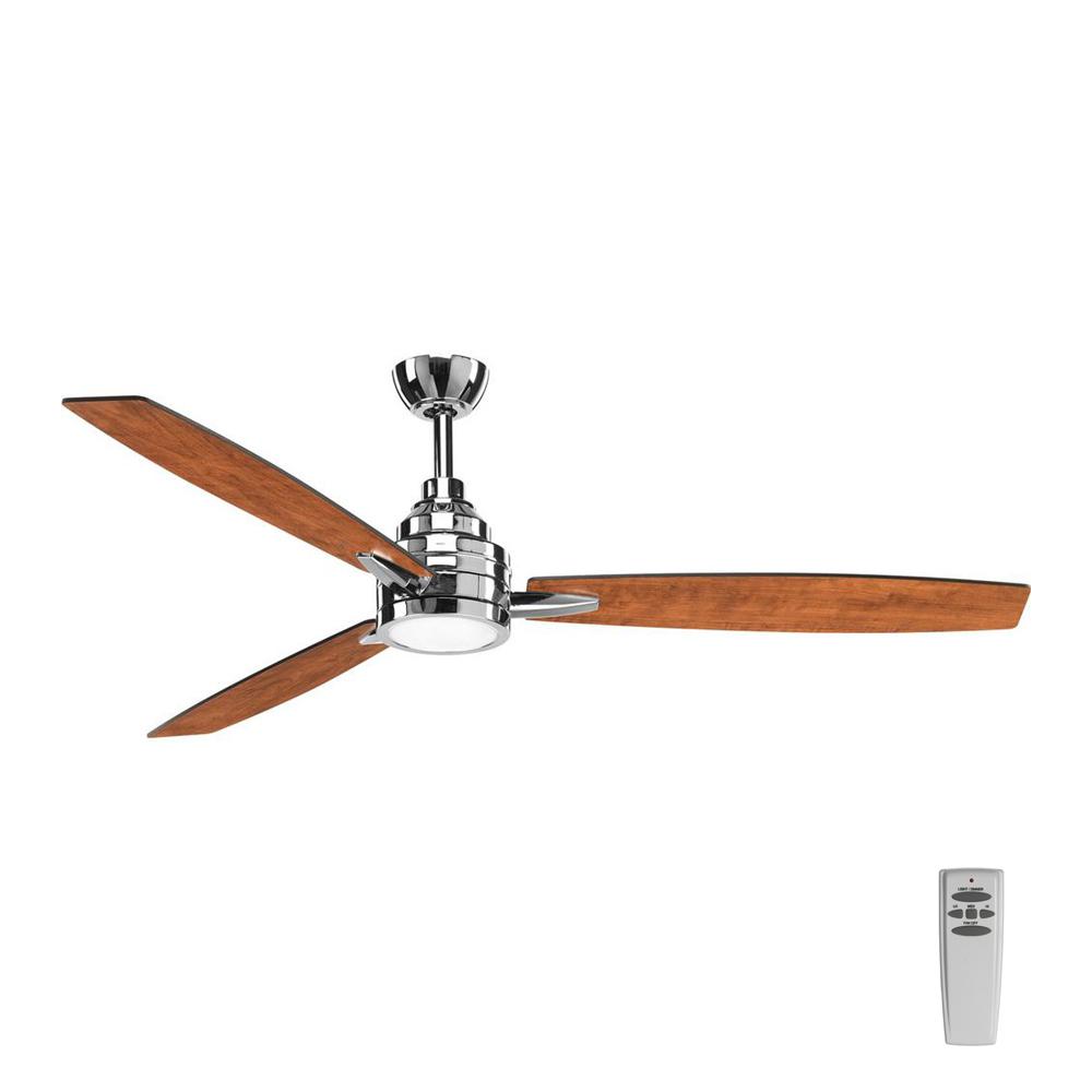 Chrome Ceiling Fans With Lights Decorating Ideas Progress Lighting Gaze Collection 60 In Led Indoor Polished Chrome Ceiling Fan With Light Kit