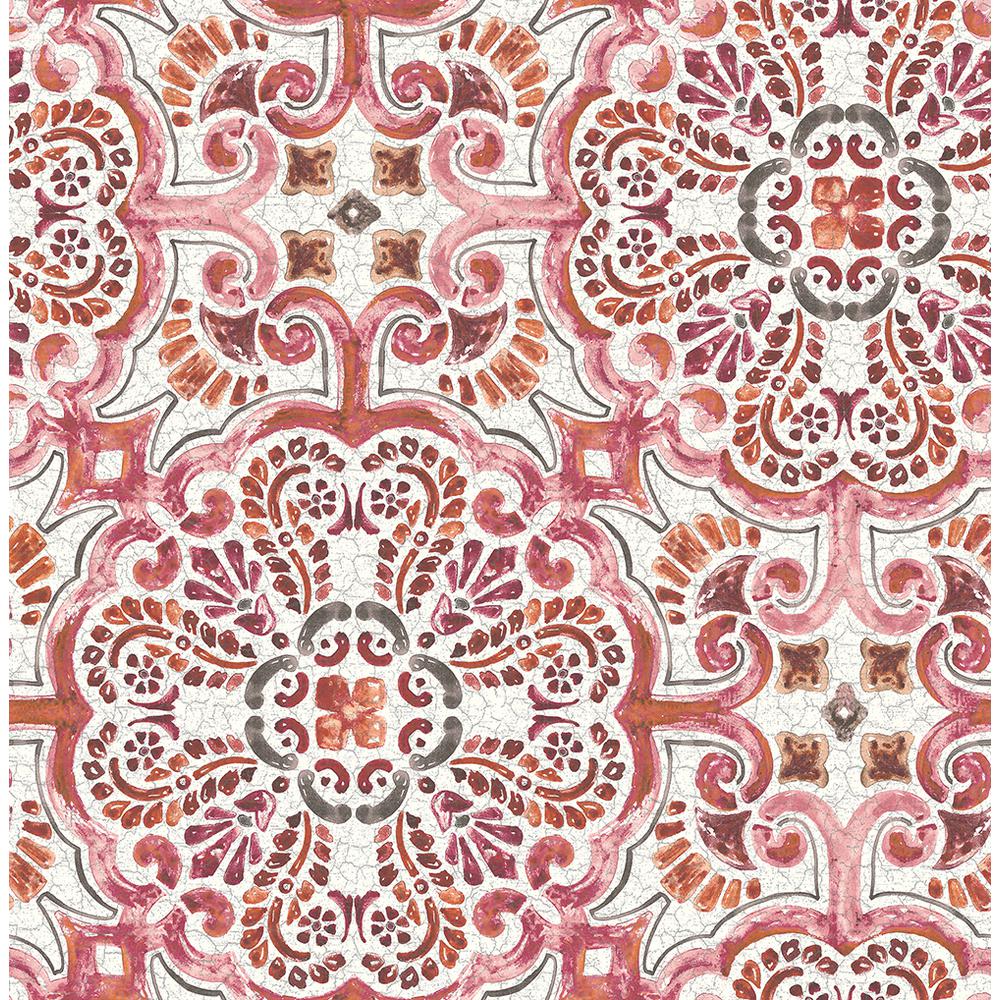 A Street Floine Pink Tile Wallpaper 2540 24043 The Home Depot Pink Tile Wallpaper 2540 24043