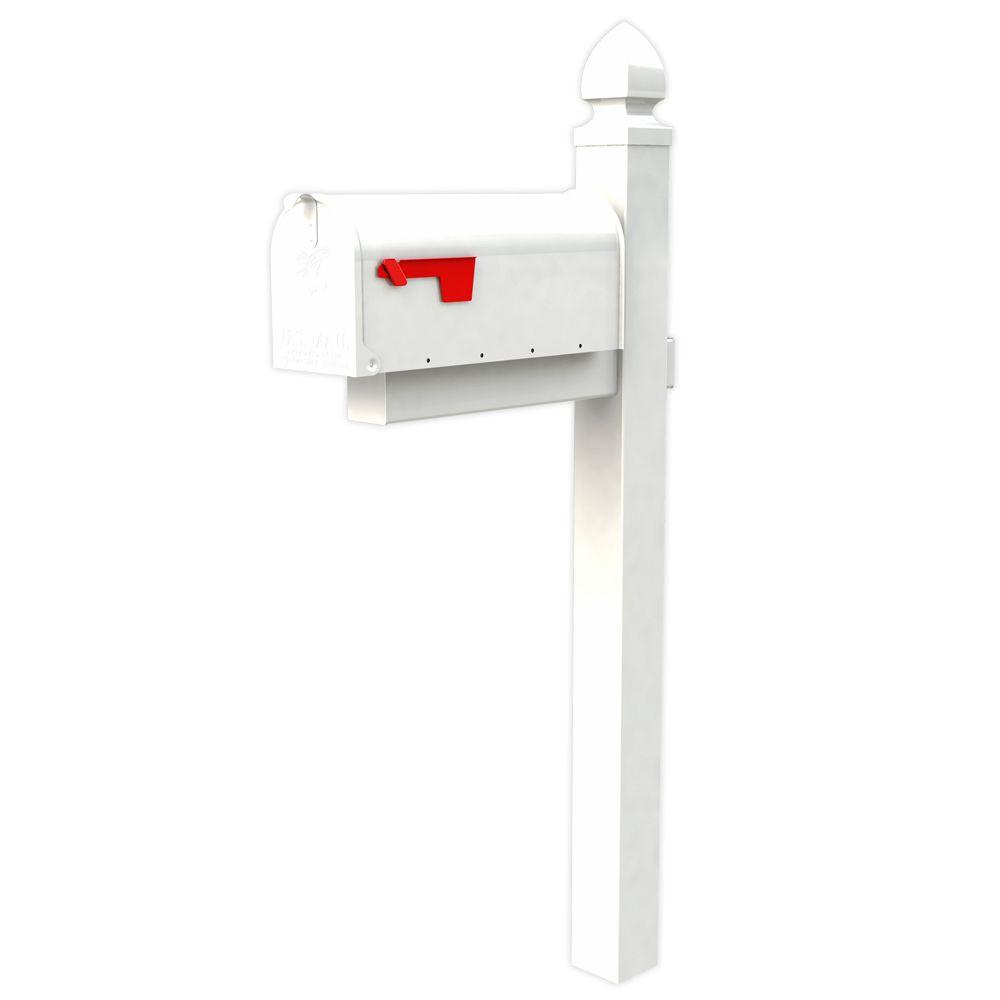 Gibraltar Mailboxes Everton Elite White Steel Mailbox and Post Combo