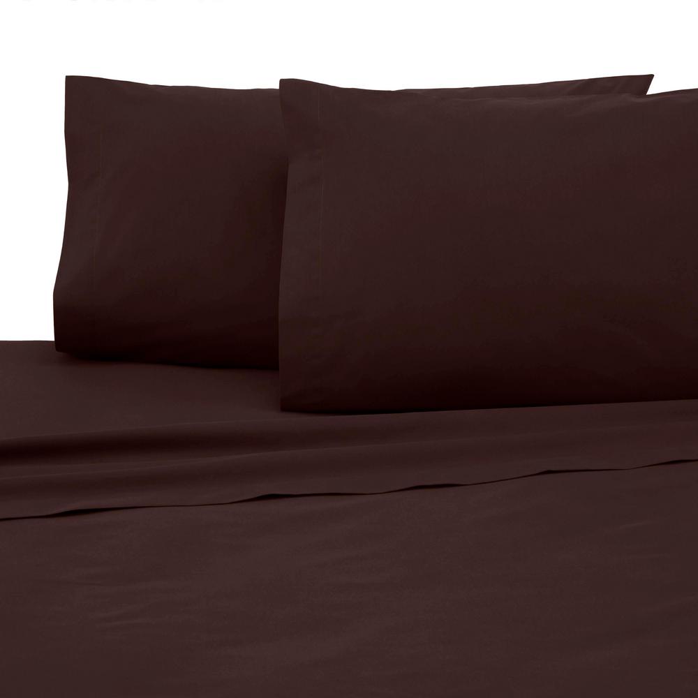 Martex 4Piece Chocolate Solid 225 Thread Count Cotton Blend Queen Sheet Set028828991560 The