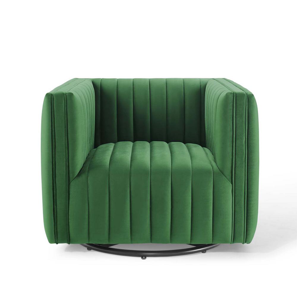 Modway Conjure Emerald Channel Tufted Performance Velvet Swivel Armchair Eei 3883 Eme The Home Depot