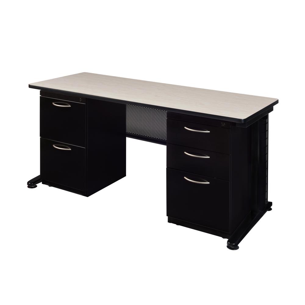 Fusion 66 In W X 24 D Maple Double Pedestal Desk