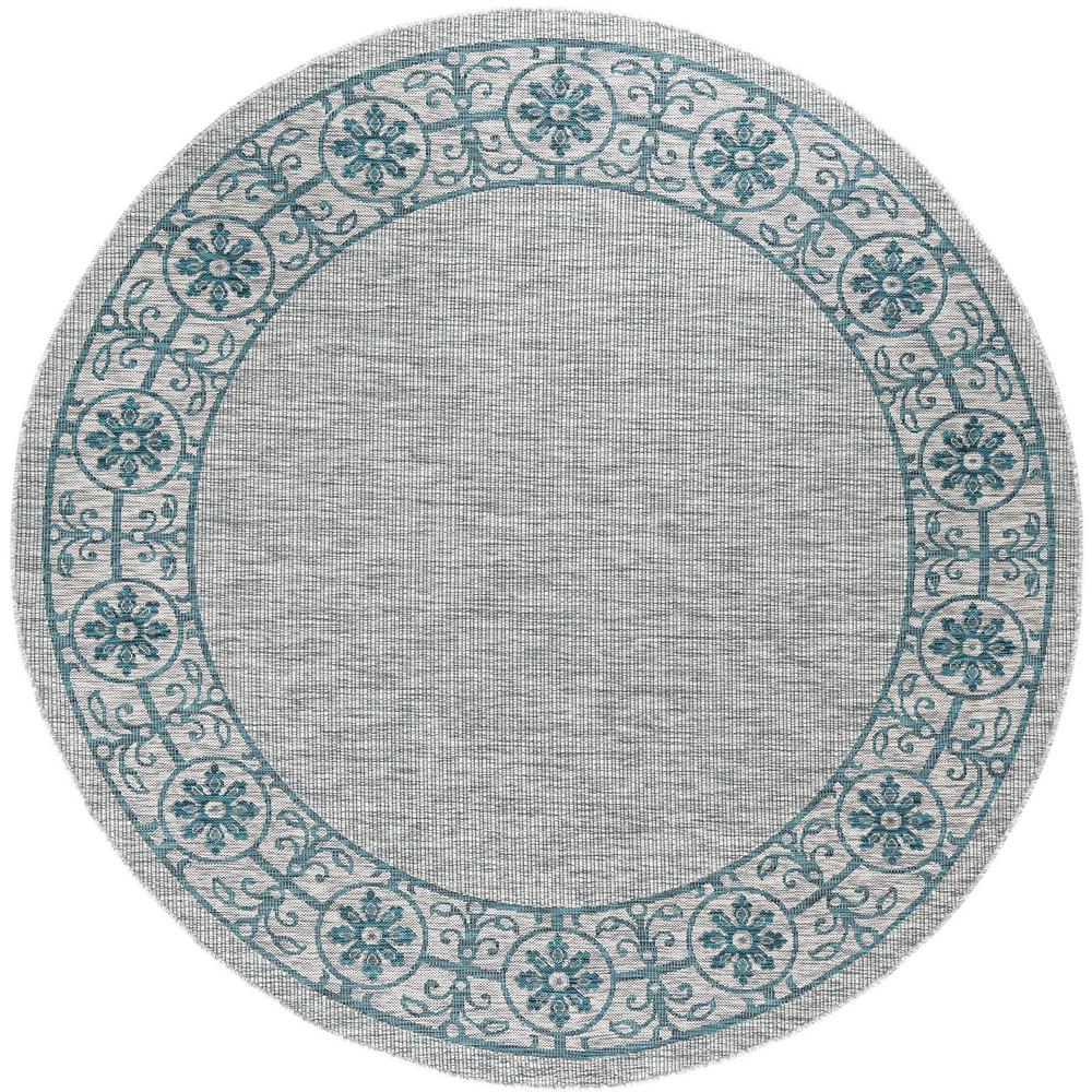 Round teal rug