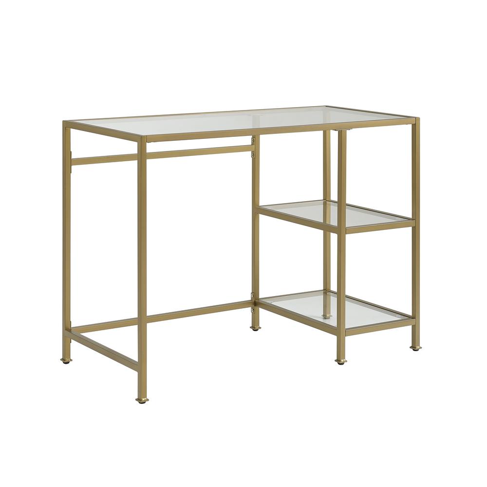 Crosley Furniture 42 In Rectangular Gold Clear Writing Desk With Open Storage Cf6203 Gl The Home Depot Crosley Furniture 42 In Rectangular