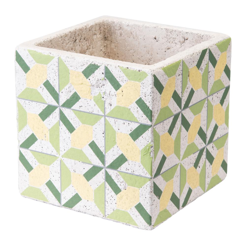 Zuo Cement Flower 6 1 In W X H Green And Yellow Ceramic Zuo Cement Flower 6 1 In W X H Green And Yellow Ceramic