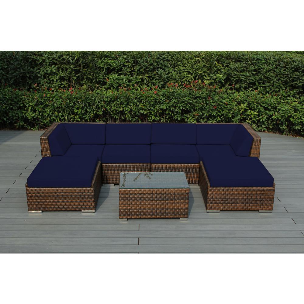 Ohana Depot Ohana Mixed Brown 7Piece Wicker Patio Seating Set with
