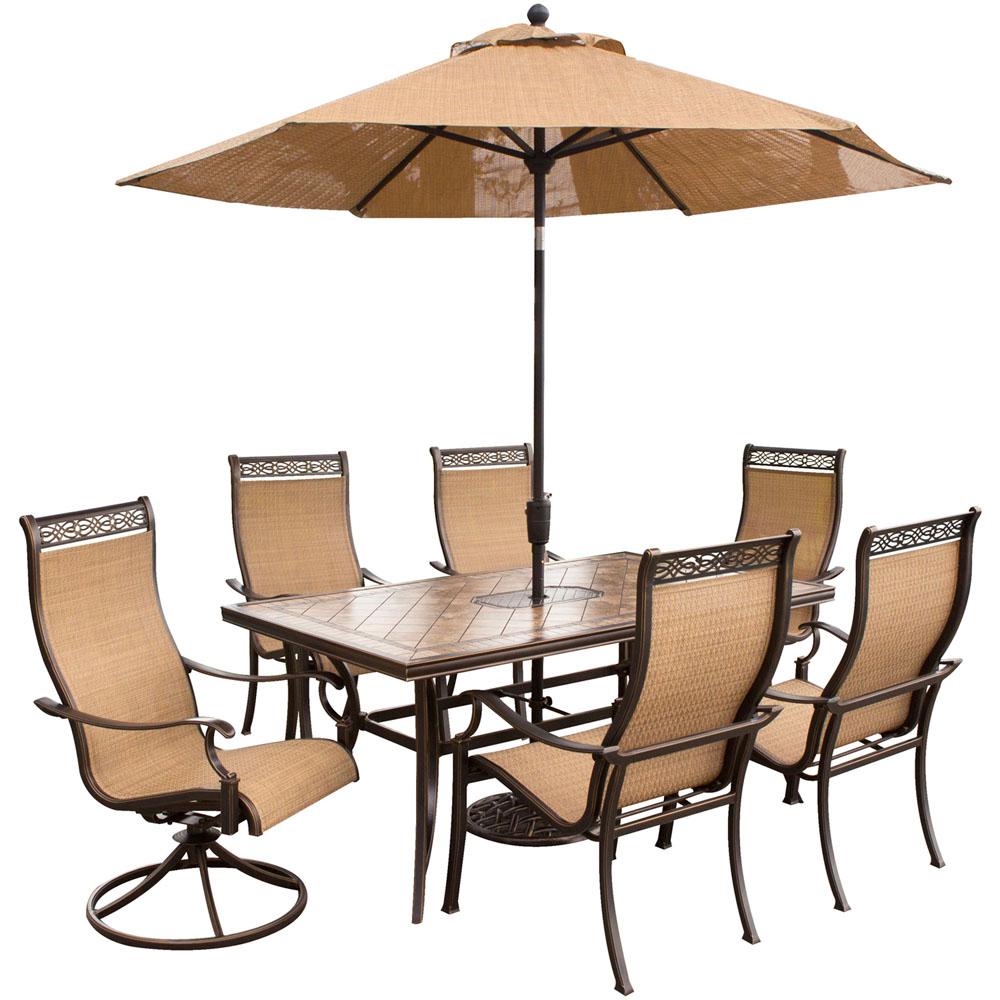 Hanover Monaco 7-Piece Rectangular Patio Dining Set and 2 Swivel Rockers,... by Hanover