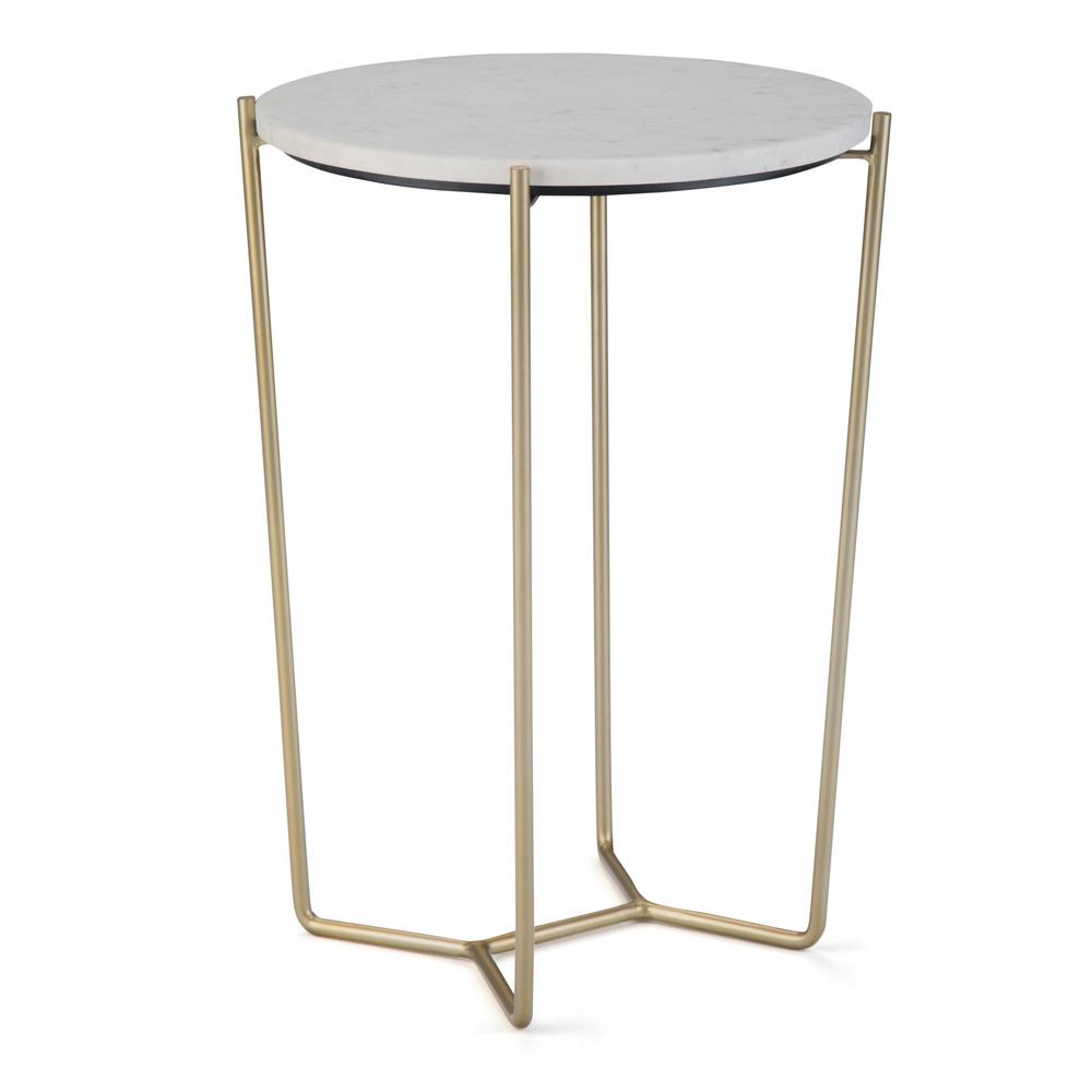 Simpli Home Dani Modern Industrial Round 16 In Wide Metal Accent Accent Side Table In White Gold Axcdan 01 The Home Depot