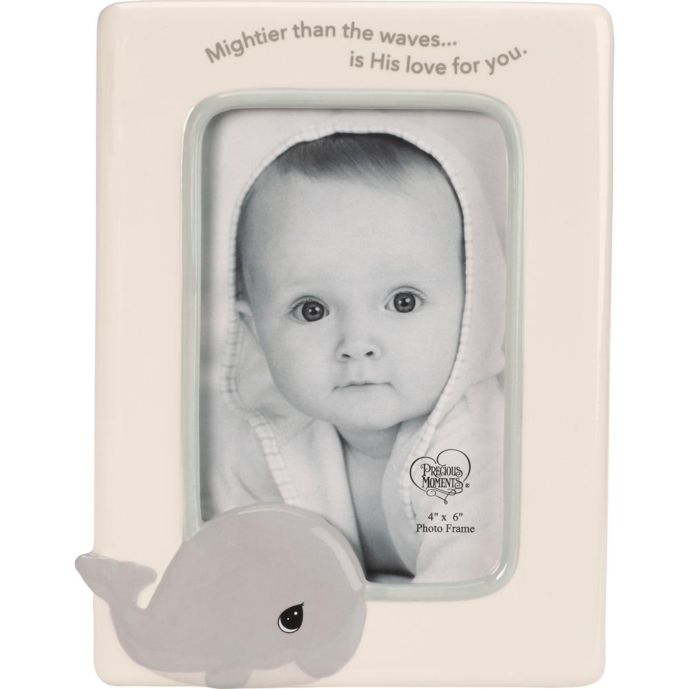 4 In X 6 Beige And Gray Gloss Ceramic Whale Picture Frame
