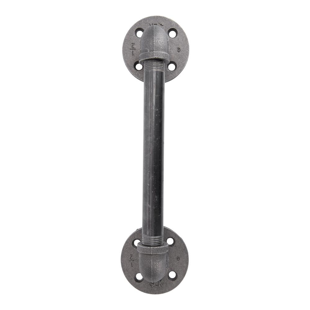 Pipe Decor 1 2 In X 12 5 In L Black Pipe Barn Door Handle Kit 365 Pd128barn The Home Depot