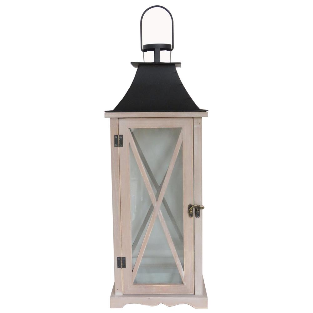 22 in. Wood and Metal Lantern