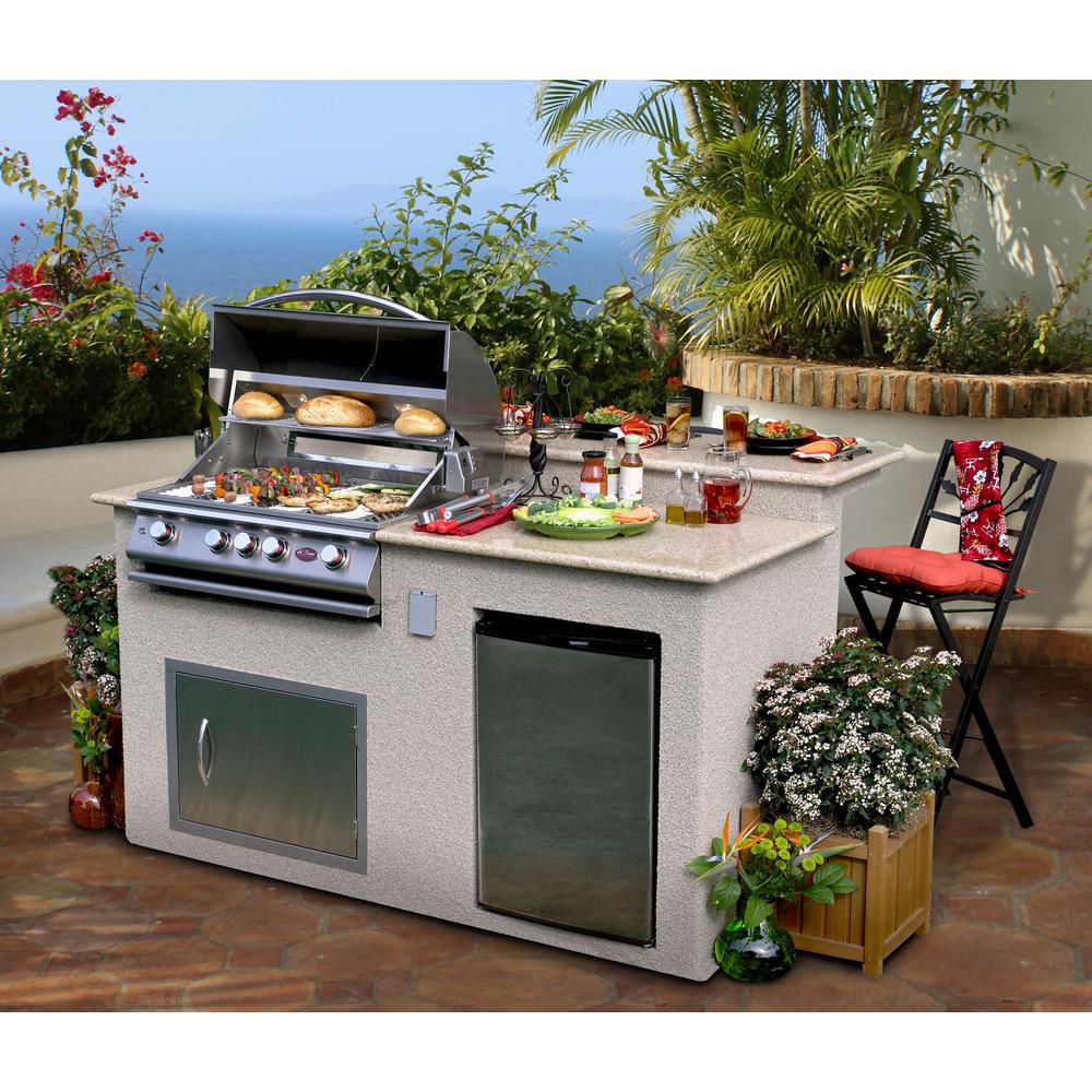 Cal Flame Outdoor Kitchen 4 Burner Barbecue Grill Island With Refrigerator E6016 The Home Depot,Godrej Small Modular Kitchen Designs Catalogue