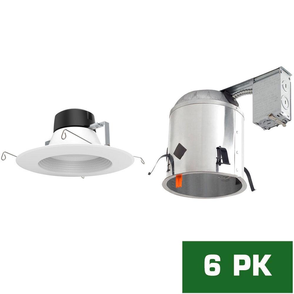 6 In Envirolite Recessed Lighting Kits 6 In Led Recessed Remodel Housing With Standard Retrofit White Trim Kit 2700k