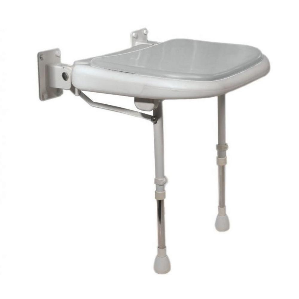 Akw Deluxe 23 In W X 19 In D Wide Fold Up Shower Seat In Gray Padding