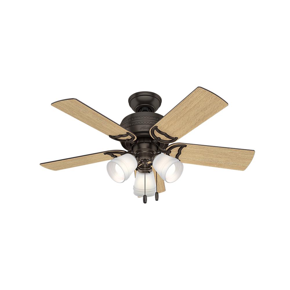 Hunter Donegan 52 In Led Indoor Onyx Bengal Bronze Ceiling Fan Led 3 Light Indoor Premier Bronze Ceiling Fan
