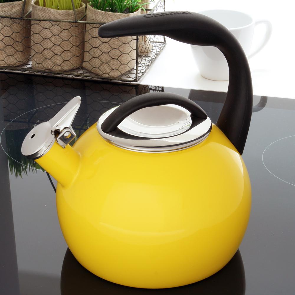 yellow tea kettle