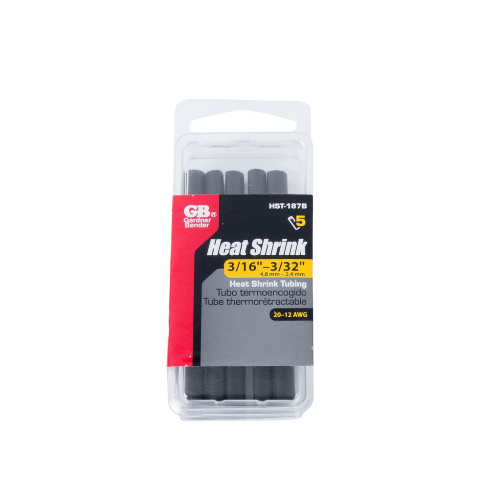 Commercial Electric 3 16 In Black Polyolefin Heat Shrink Tubing 5 Pack Hst 187b The Home Depot