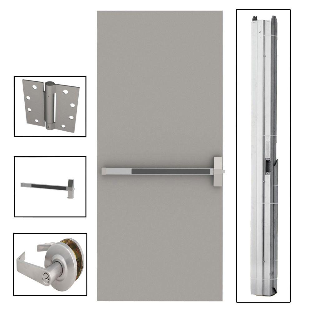 L.I.F Industries 36 in. x 84 in. Flush Gray Steel Commercial Door with
