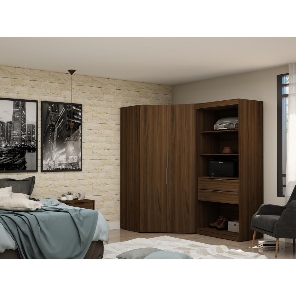 Luxor Ramsey 2 0 Brown Semi Open 2 Sectional Corner Closet Set Of