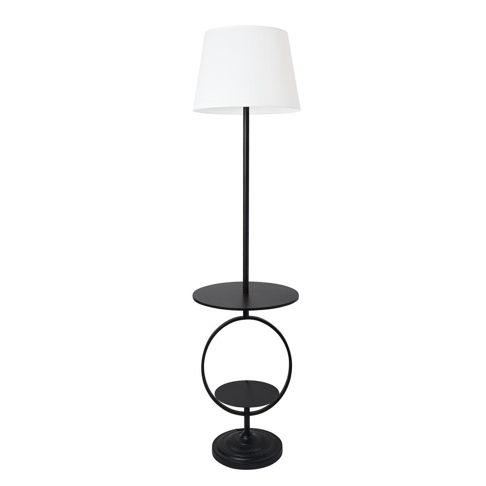 Elegant Designs 61 in. 1-Light Black Bedside Nightstand End Table Dual