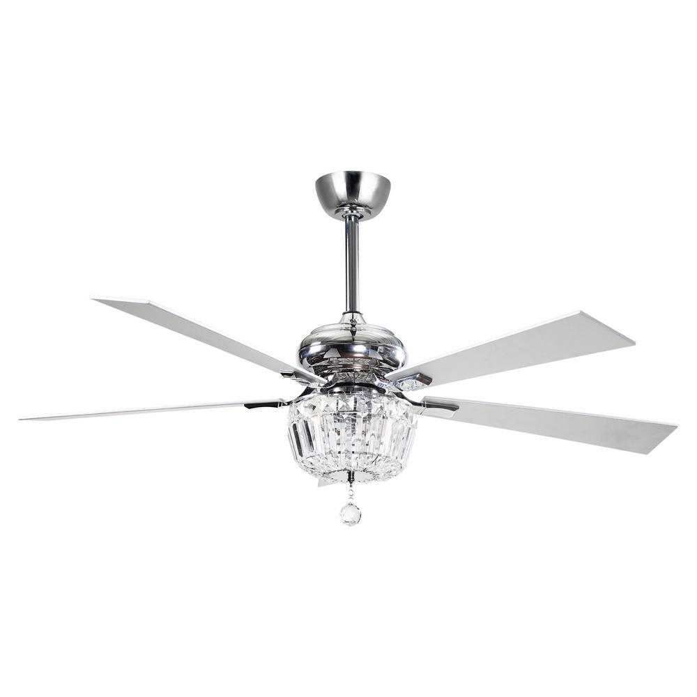 Chrome Ceiling Fans Lighting The Home Depot - 52 Fiscus Crystal Chandelier 5 Blade Ceiling Fan With Remote Chrome Ceiling Fans Lighting The Home Depot - 52 Fiscus Crystal Chandelier 5 Blade Ceiling Fan With Remote