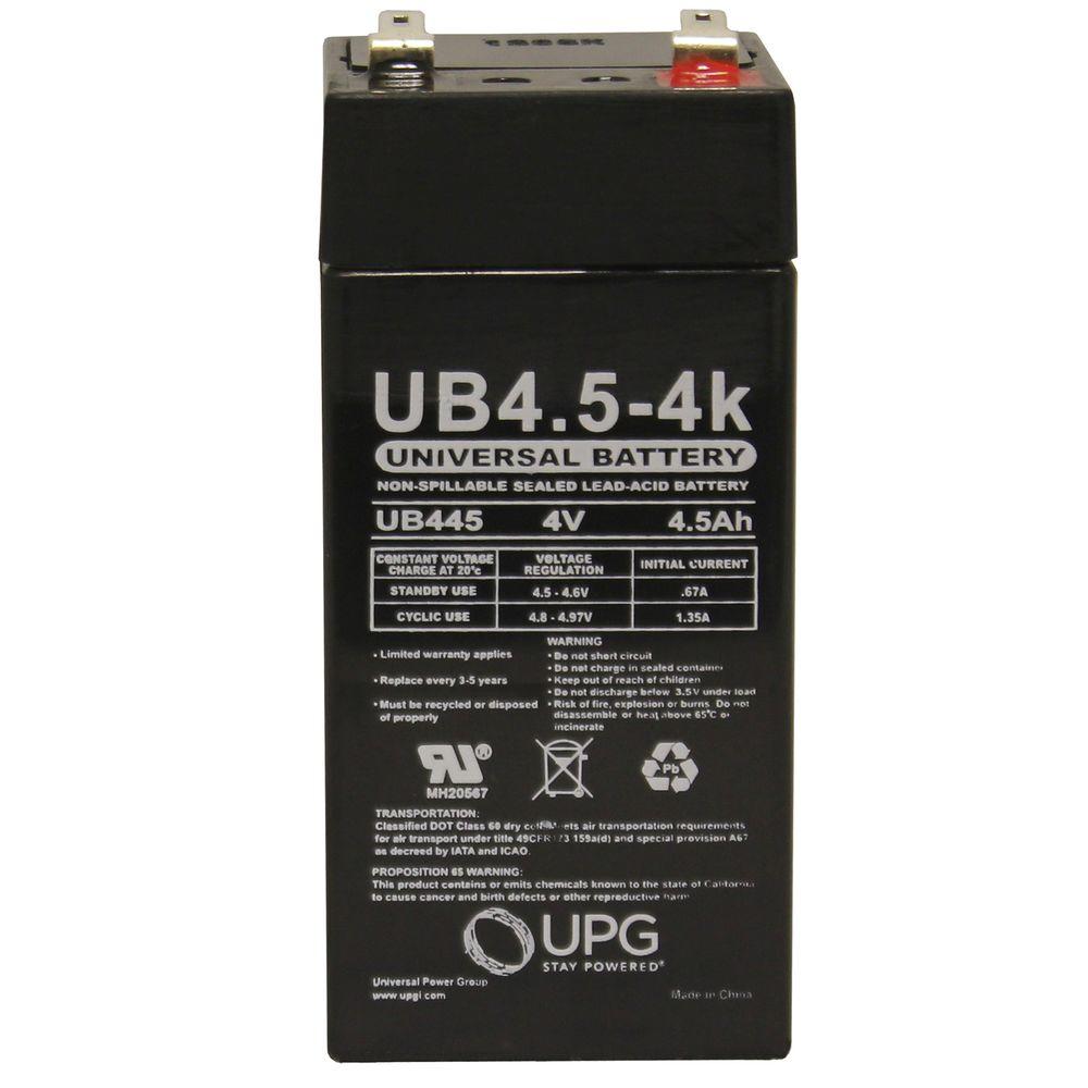 UPG 4-Volt 4.5 Ah F1 Terminal Sealed Lead Acid SLA AGM 