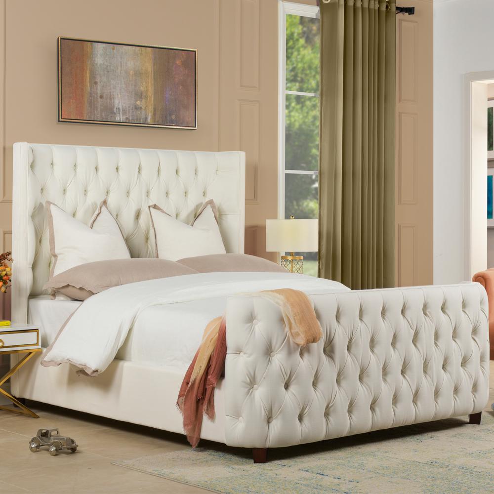 Jennifer Taylor Antique White Queen Brooklyn Tufted Headboard Bed-2559 ...