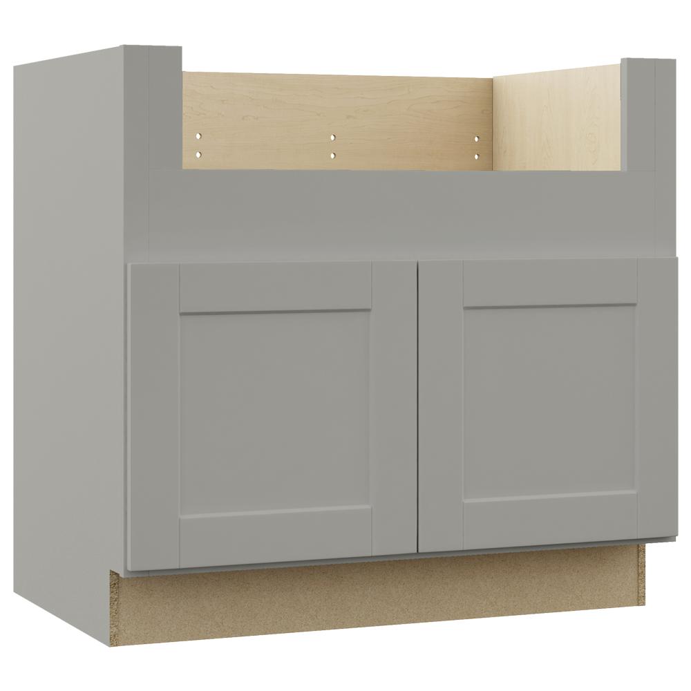 Hampton Bay Shaker Assembled 36x34 5x24 In Farmhouse Apron Front Sink Base Kitchen Cabinet In Dove Gray