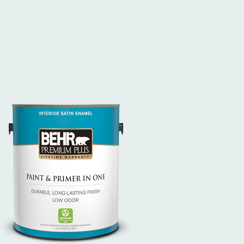 Behr Premium Plus 1 Gal 730e Polar White Satin Enamel Low Odor 730e 1 Polar White Satin Enamel Low Odor Interior Paint And Primer In One