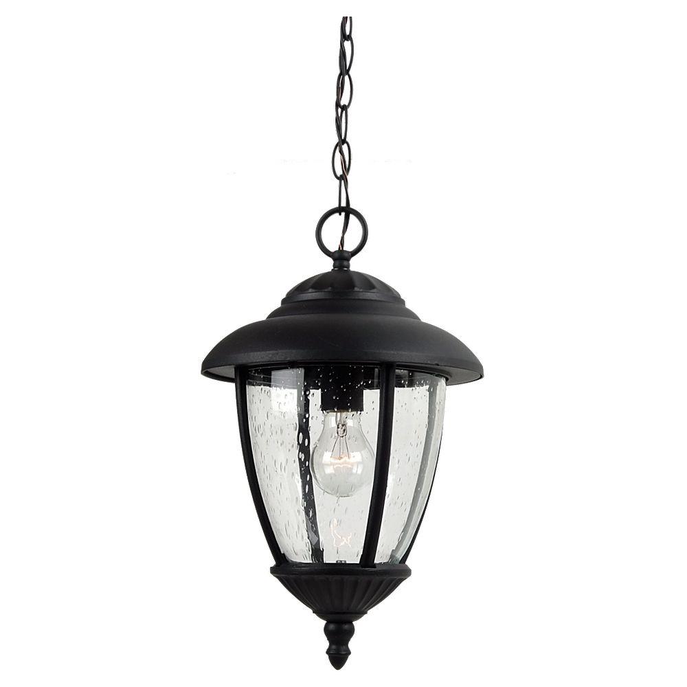 Sea Gull Lighting Lambert Hill 1-Light Black Outdoor Hanging Pendant ...