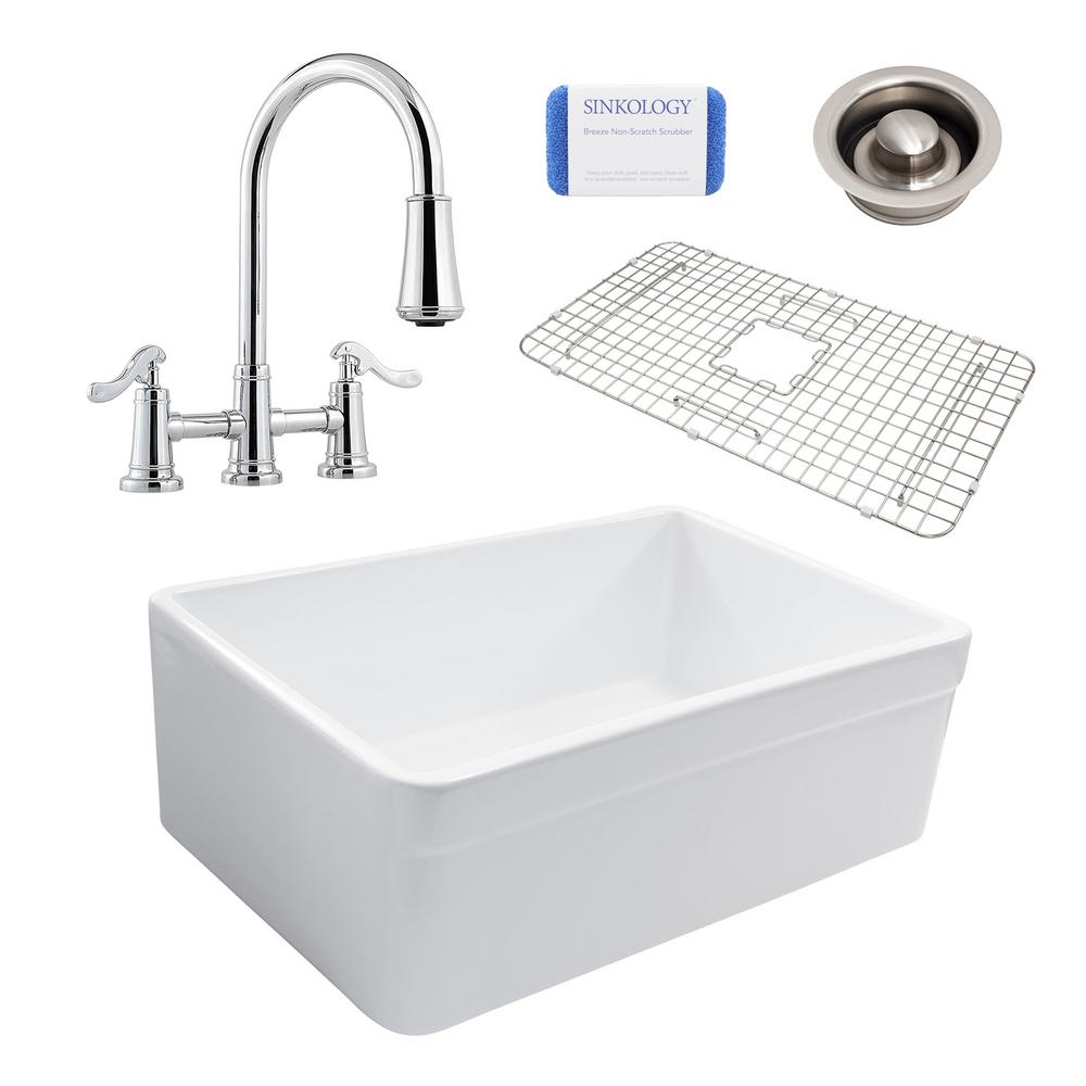 SINKOLOGY Wheatley Reversible AllInOne Farmhouse Fireclay 30 in