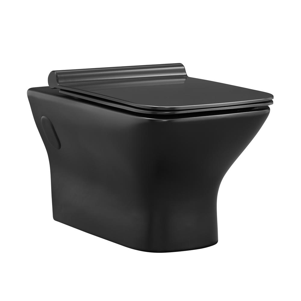 Swiss Madison Carre Elongated Toilet Bowl Only in Matte BlackSM