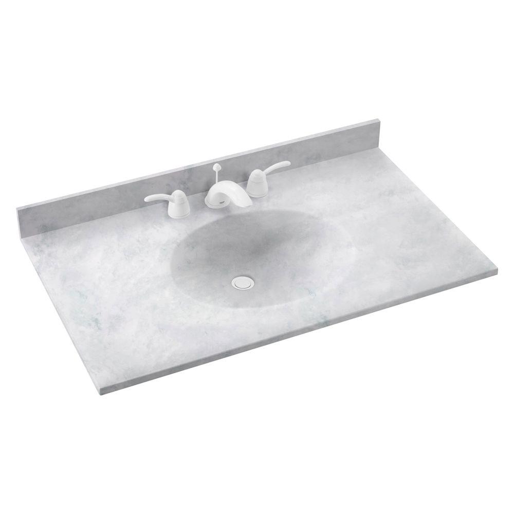 Swan Ellipse 43 in. W x 22 in. D Solid Surface Vanity Top with 