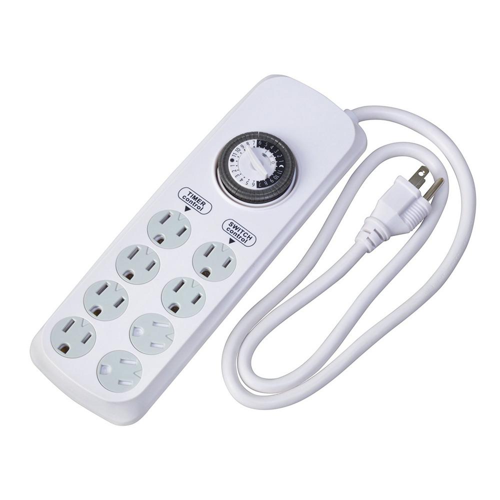 Brinks Digital Timer with 8-Outlet Surge Protector /& 4 FT Cord Battery Backup 10