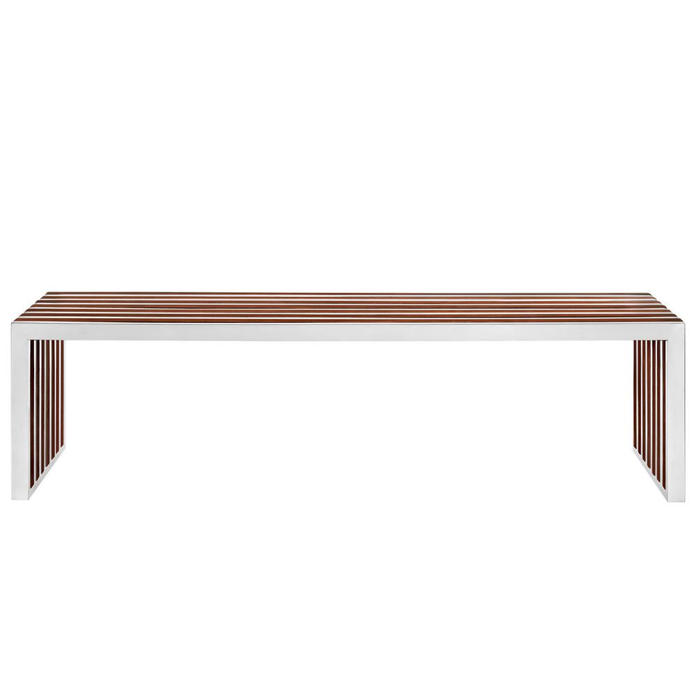 MODWAY Gridiron Large Wood Inlay Bench in Walnut EEI-1430-WAL - The ...