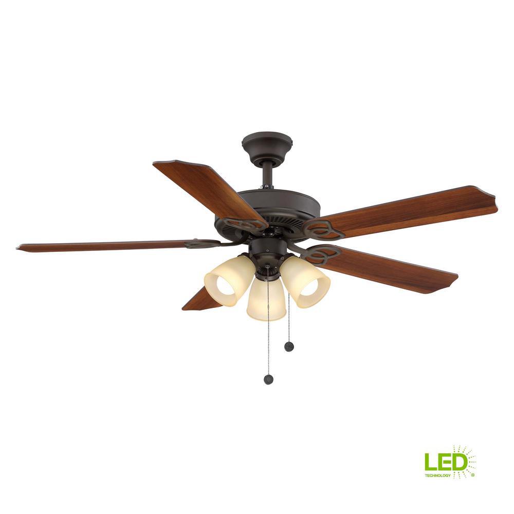 hampton bay lyndhurst 52 in led oil rubbed bronze ceiling fan withled indoor oil rubbed bronze ceiling fan with light kit