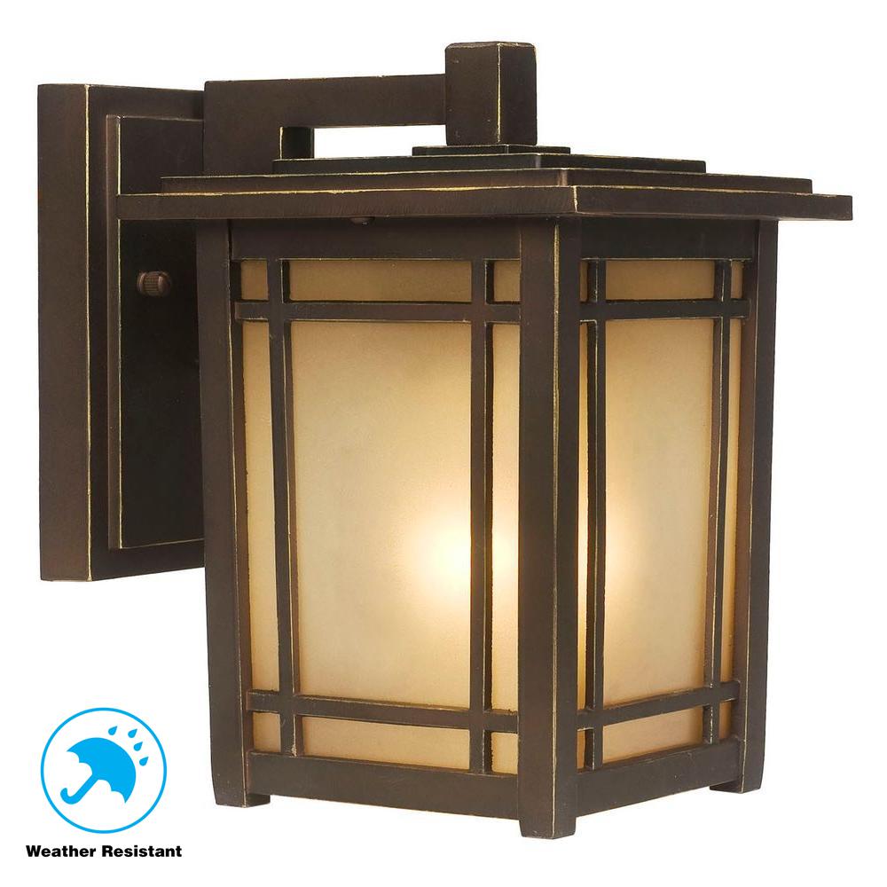 Home Decorators Collection Wall Mounted Port Oxford 1-Light Outdoor Oil Rubbed Chestnut Wall Lantern 23211