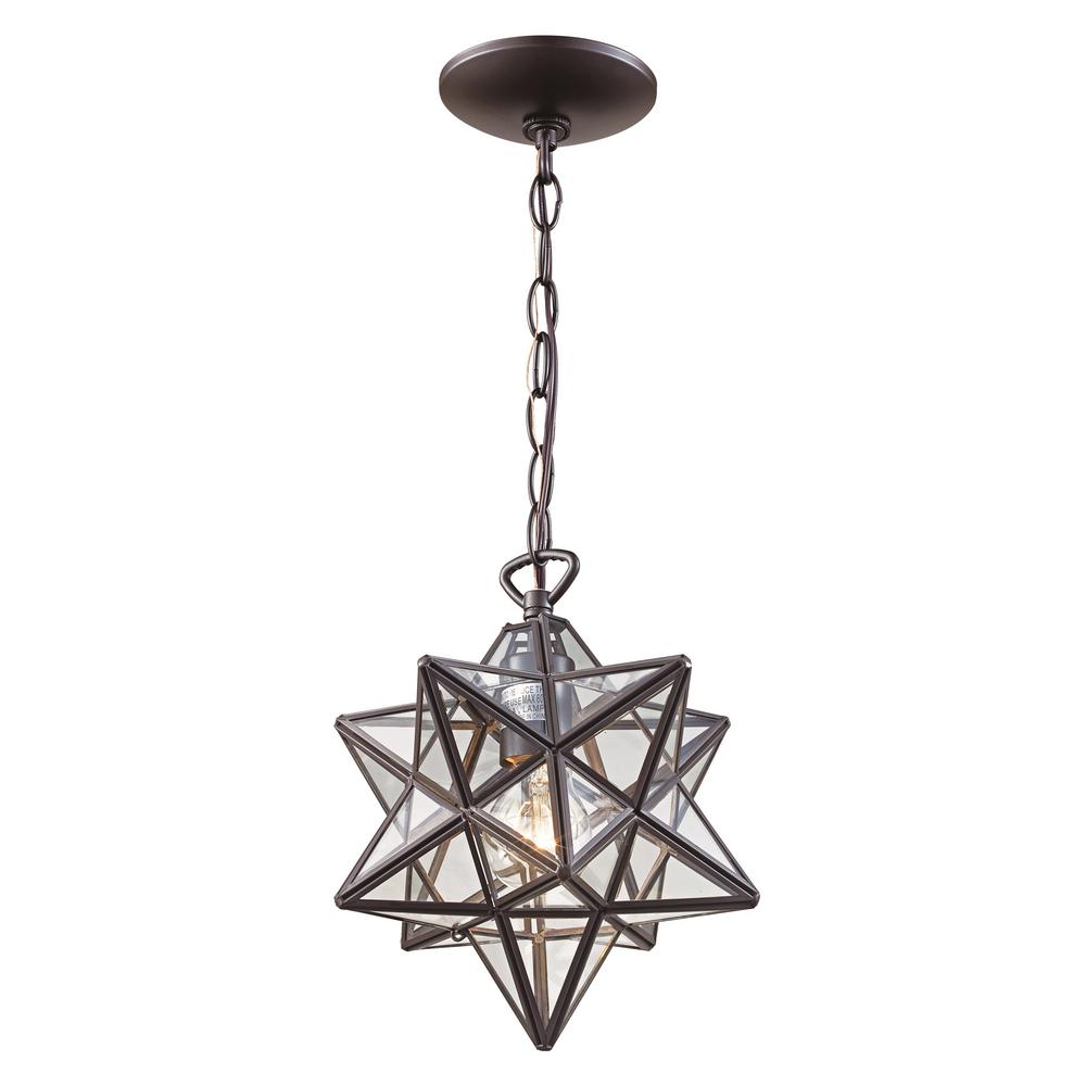Bel Air Lighting 1 Light Bronze Star Pendant With Clear Glass Pnd