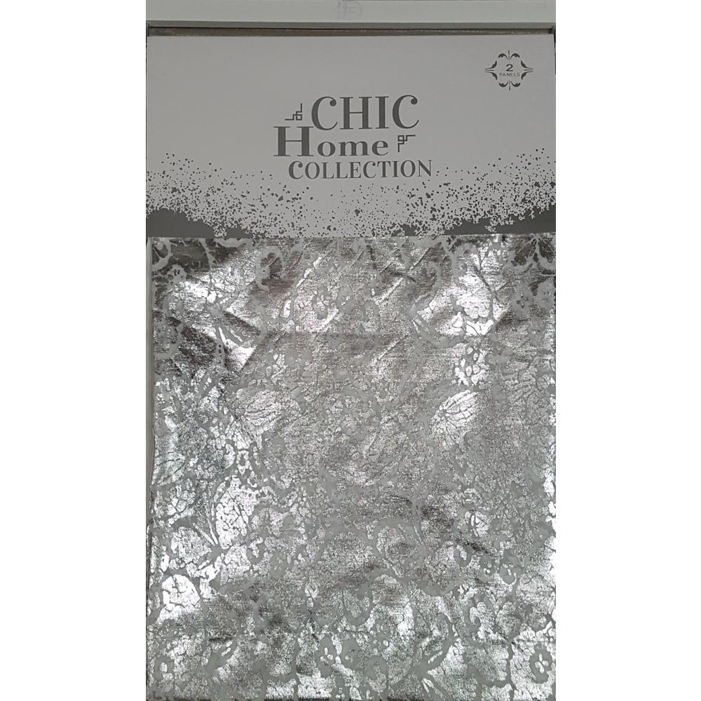 Dainty Home Ombre Metallic Lace 84 In Silver Polyester Printed