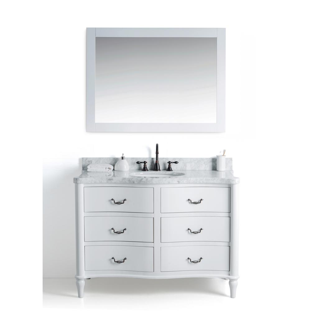 Legion Furniture 48 In W X 22 D Vanity White With Cararra Legion Furniture 48 In W X 22 D Vanity White With Cararra Marble Top And Gray Basin Mirror
