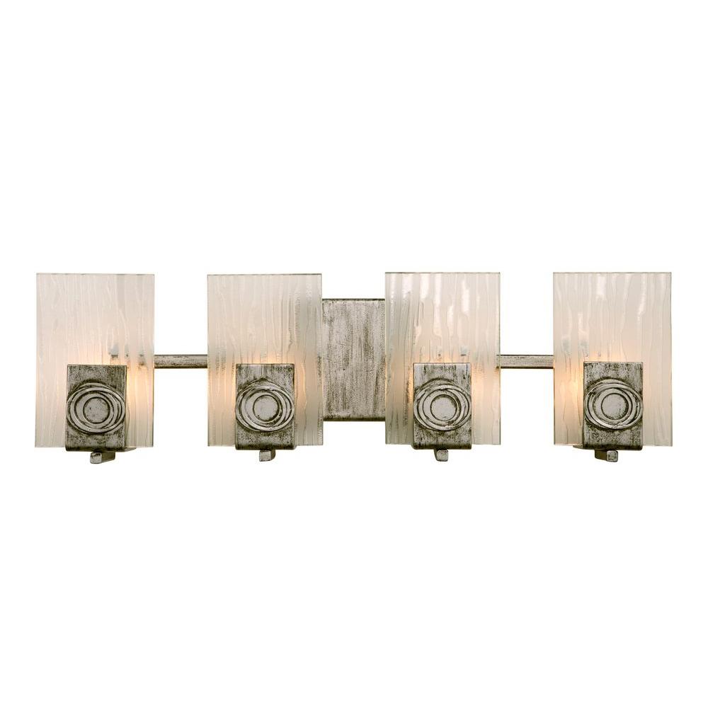 Varaluz Dreamweaver 4Light Blackened Copper Bath Vanity Light with Frosted Glass180B04 The