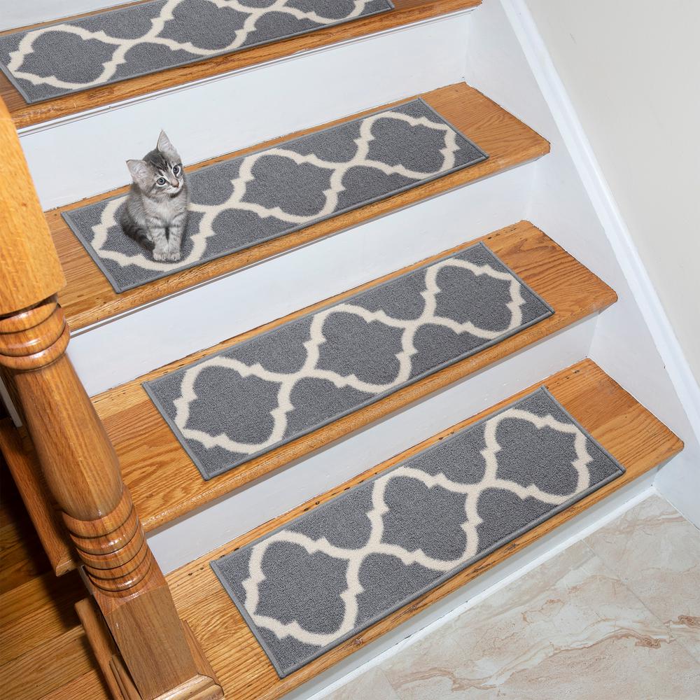 Stair Tread Covers Rugs The Home Depot Ottohome Collection Gray 9 In X 26 Polypropylene Stair Tread Set Of