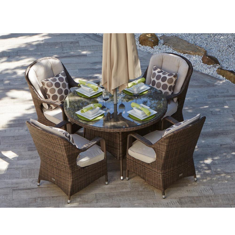 Direct Wicker Bavaro 5 Piece Round Outdoor Dining Set With Beige Cushions Pad 1709 The Home Depot - Round Wicker Garden Table And Chairs Direct Wicker Bavaro 5 Piece Round Outdoor Dining Set With Beige Cushions Pad 1709 The Home Depot - Round Wicker Garden Table And Chairs